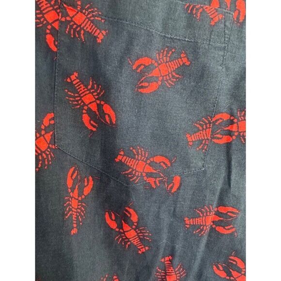 J Crew Men's Small Navy Red Lobster Short Sleeve Button Down Top Nautical - Picture 3 of 5